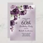 紫白花蝶60誕生日 招待状 (正面/裏面)
