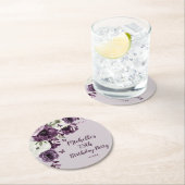 紫白花蝶75誕生日 ラウンドペーパーコースター (インサイチュ)