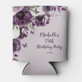 紫白花蝶75誕生日 缶クーラー (正面)