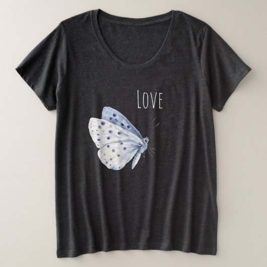 紫白蝶恋 プラスサイズTシャツ (デザイン正面)