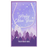 紫白雪平和な森クリスマス新年 スモールペーパーバッグ (裏面)