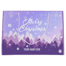紫白雪平和な森クリスマス新年 ラージペーパーバッグ