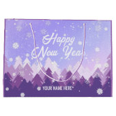 紫白雪平和な森クリスマス新年 ラージペーパーバッグ (裏面)