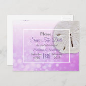 紫砂ドルをテーマにした結婚式の日付を保存 案内ポストカード (正面/裏面)