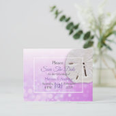 紫砂ドルをテーマにした結婚式の日付を保存 案内ポストカード (スタンド正面)