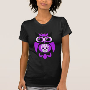 紫砂糖スカルフクロウ Tシャツ