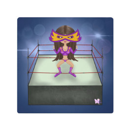 紫稲妻ブルネットluchadoraレスラー メタルプリント