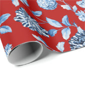 紫系統のヴィンテージのクリスマスの花柄Toile ラッピングペーパー (ロールコーナー)