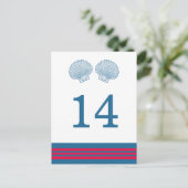 紫系統の航海のな貝殻のテーブルの郵便はがき ポストカード (スタンド正面)