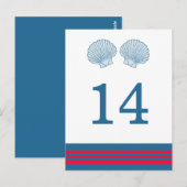 紫系統の航海のな貝殻のテーブルの郵便はがき ポストカード (正面/裏面)