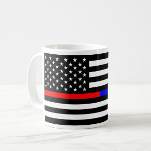 紫系統の薄いライン警察の消防士の記号米国 コーヒーマグカップ