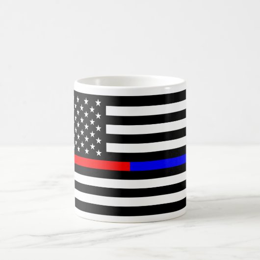 紫系統の薄いライン警察の消防士の記号米国 コーヒーマグカップ (中央)