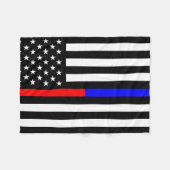 紫系統の薄いライン警察の消防士の記号米国 フリースブランケット (正面(横))