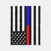 紫系統の薄いライン警察の消防士の記号米国 フリースブランケット (正面)