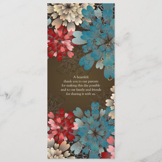 紫系統及びクリームの花のレトロの結婚式プログラム プログラム (裏面)