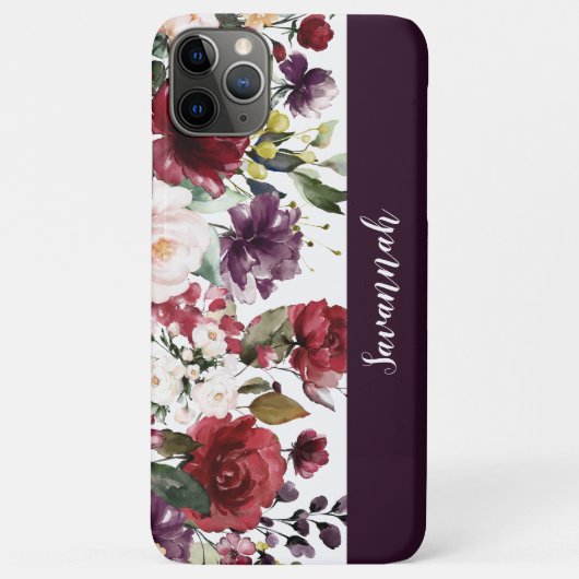 紫紅ピンク水彩フローラモノグラム Case-Mate iPhoneケース (裏面)