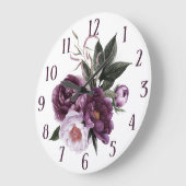 紫紅梅の牡丹 ラージ壁時計 (傾斜)