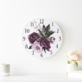 紫紅梅の牡丹 ラージ壁時計 (ホーム)