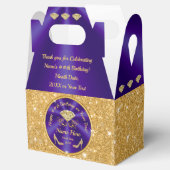 紫素晴らしと金ゴールドの優先ボックスパーソナライズされた フェイバーボックス (オープン)