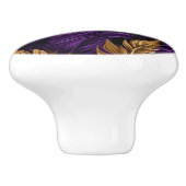 紫素晴らしと金ゴールドフローラの葉セラミックノブ セラミックノブ (側面)