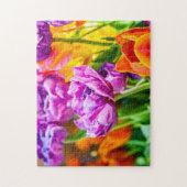 紫素晴らしのオウムのチューリップの花の春 ジグソーパズル (縦)