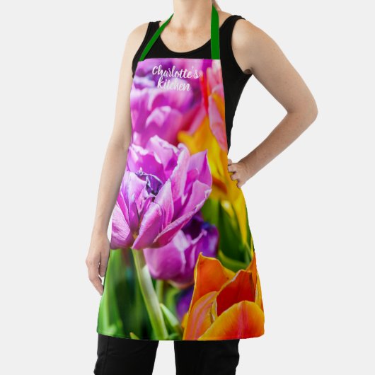 紫素晴らしのオウムのチューリップの花 エプロン (インサイチュ)