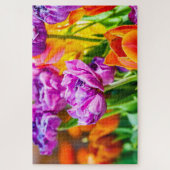 紫素晴らしのオウムのチューリップの花 ジグソーパズル (縦)