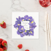紫素晴らしアイリス水彩フローラ結婚ズ スタンダードカクテルナプキン (インサイチュ)