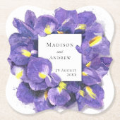 紫素晴らしアイリス水彩フローラ結婚ズ ペーパーコースター (正面)