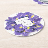 紫素晴らしアイリス水彩フローラ結婚ズ ラウンドペーパーコースター (アングル)