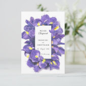 紫素晴らしアイリス水彩フローラ結婚ズ 出欠カード (スタンド正面)