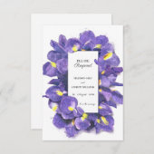紫素晴らしアイリス水彩フローラ結婚ズ 出欠カード (正面/裏面)