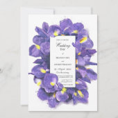 紫素晴らしアイリス水彩フローラ結婚ズ 招待状 (正面)