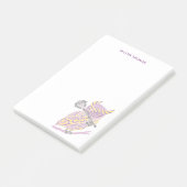 紫素晴らし角フクロウパーソナライズされたのポストイット ポストイット (アングル)