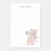 紫素晴らし角フクロウパーソナライズされたのポストイット ポストイット (正面)