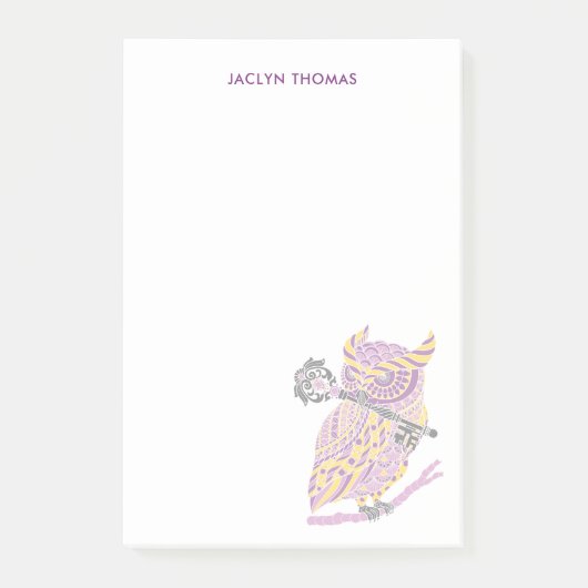 紫素晴らし角フクロウパーソナライズされたのポストイット ポストイット (正面)