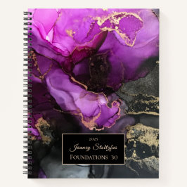 紫素晴らし黒金ゴールド抽象芸術 ノートブック