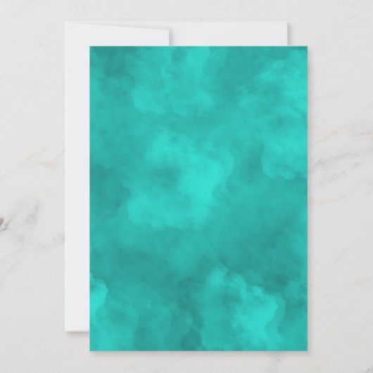 紫素朴とターコイズのフローラ結婚 招待状 (裏面)