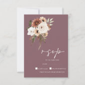 紫素朴と桃のフローラ結婚ズ 出欠カード (正面)
