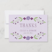 紫素朴と緑のフローラ結婚ズ サンキューカード (正面)