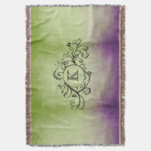 紫素朴と緑のボヘミアの栄え スローブランケット (正面縦)