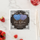 紫素朴と青のフローラ夫妻結婚 スタンダードカクテルナプキン (インサイチュ)