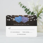 紫素朴と青のフローラ結婚 出欠カード (スタンド正面)