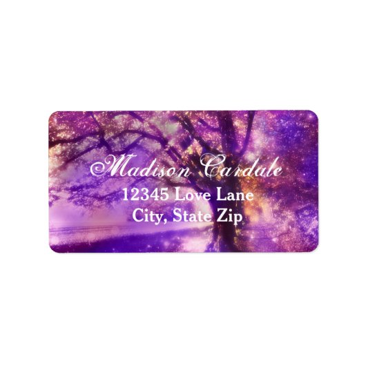 紫素朴のオーク結婚の住所 シール (正面)