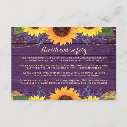 紫素朴のヒ結婚マワリの健康と安全 エンクロージャーカード (正面)