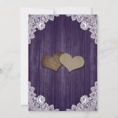 紫素朴の木のメイソンの瓶ひまわり結婚の 招待状 (裏面)