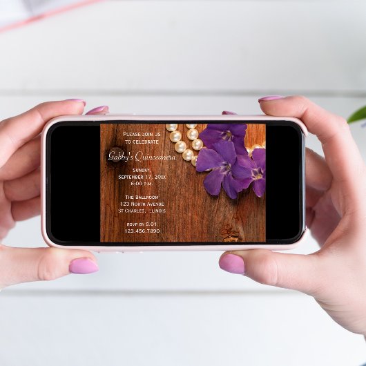 紫素朴の花の真珠キンセアニェラ 招待状