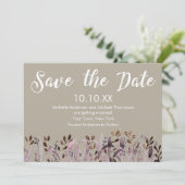 紫素朴の葉が日付を保存 招待状 (スタンド正面)