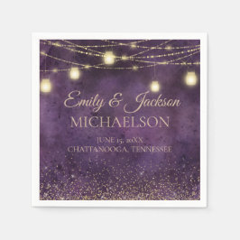 紫素朴エレガントの金ゴールド列ラ結婚イト スタンダードカクテルナプキン