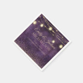 紫素朴エレガントの金ゴールド列ラ結婚イト スタンダードカクテルナプキン (角)
